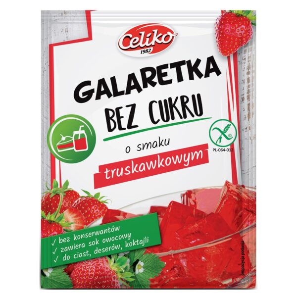 Galaretka bez cukru truskawkowa bez glutenu Celiko 14g