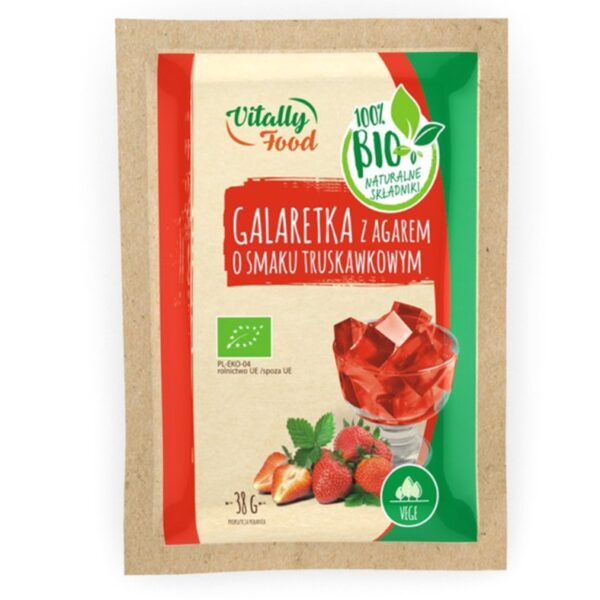 Galaretka z agarem – truskawkowa Vitally Food BIO, 38g