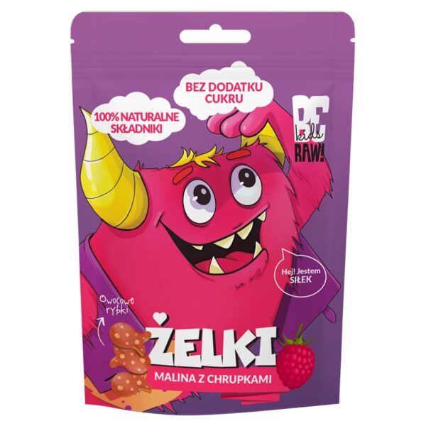 Żelki malina z chrupkami BeRaw Kids, 35g